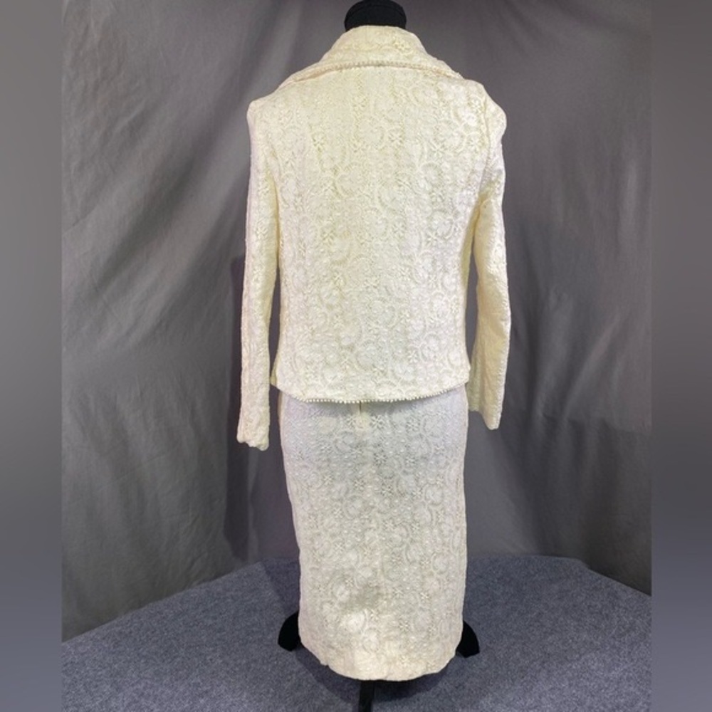 Vintage 60s D’allaird’s Lace Dress and Jacket Set White Midi Women’s 4
